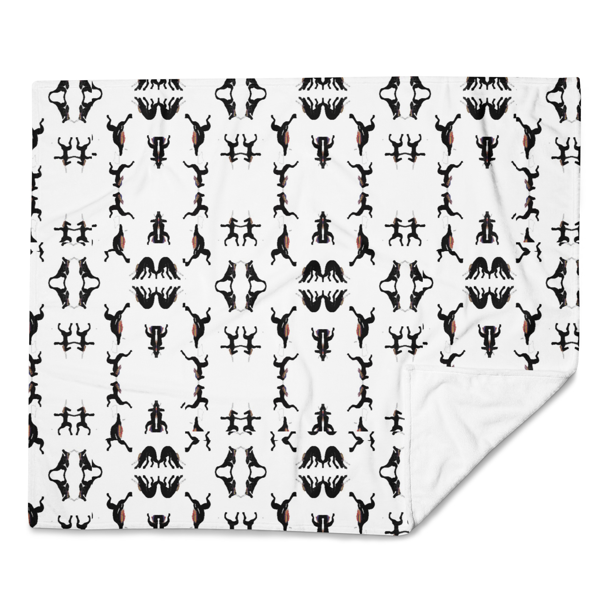 The U-GA pattern throw blanket mockup.